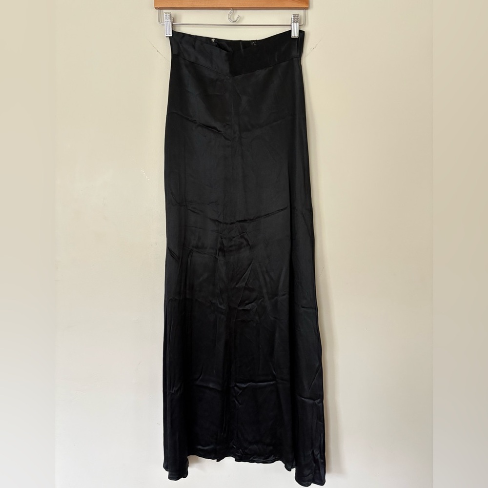Vintage Black Satin Maxi Skirt